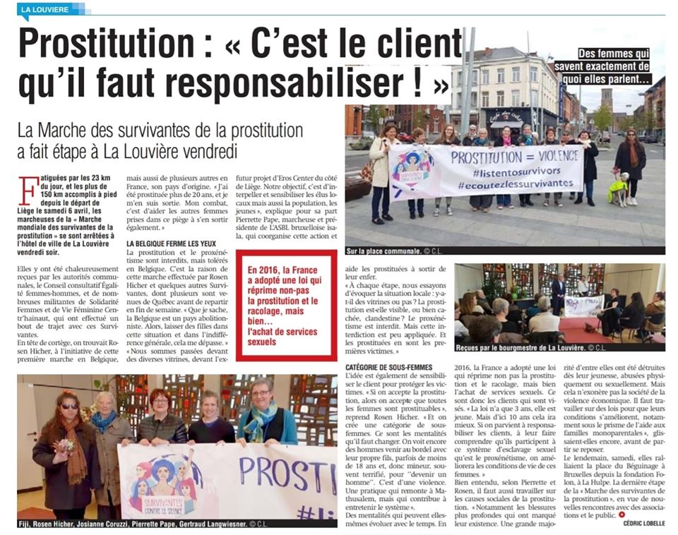 Article presse marche survivantes La Louvière 2019